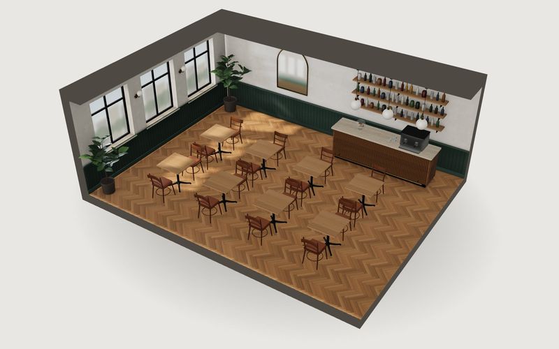 Café-Grundriss – 3D-Vorschau